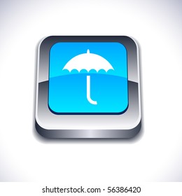 Umbrella metallic 3d vibrant square icon.