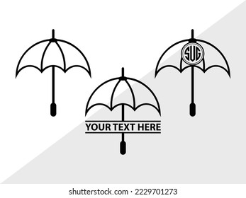 Umbrella Monogram Vector Illustration Silhouette