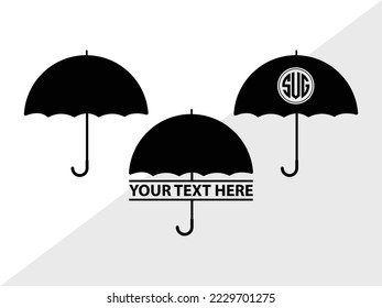 Umbrella Monogram Vector Illustration Silhouette