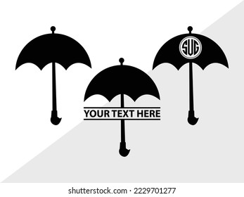 Umbrella Monogram Vector Illustration Silhouette