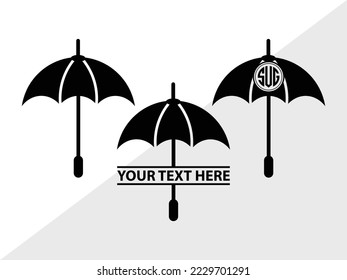 Umbrella Monogram Vector Illustration Silhouette