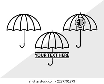 Umbrella Monogram Vector Illustration Silhouette