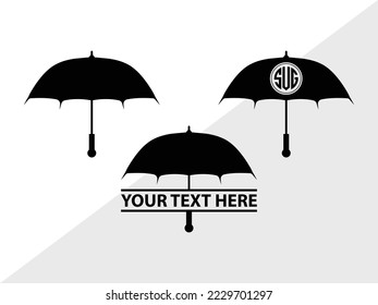 Umbrella Monogram Vector Illustration Silhouette