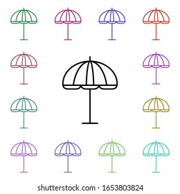 Umbrella multi color style icon. Simple thin line, outline vector of summer icons for ui and ux, website or mobile application