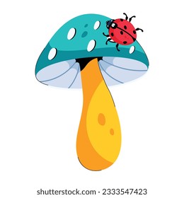 Umbrella mushroom flat icon design 