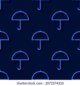 Umbrella neon seamless pattern. Glowing geometric figures background. Vector illustration for design, wrapping paper, fabric.