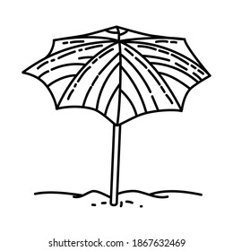 Umbrella Nice Beach Holiday Hand Drawn Icon Set Vector.