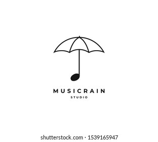 umbrella and note music rain vector illustration urban hipster logo icon 