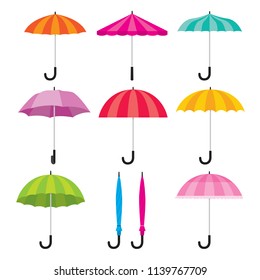 Umbrella Objects Icons Set, Colorful, Rainy Season, Monsoon, Object