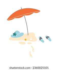 Umbrella On Beach Vector Illustration