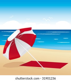 Umbrella on the beach vector illustration