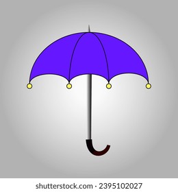 Umbrella on a gray background. Blue umbrella with yellow spokes. blue umbrella Umbrella in Ukrainian style.