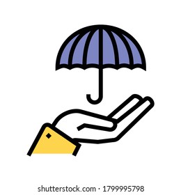 umbrella on hand rain protection color icon vector. umbrella on hand rain protection sign. isolated symbol illustration