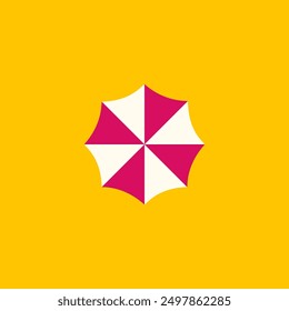 Umbrella on isolated yellow background. Umbrella icon. Flat outline vector icon. Vector illustration. Illustration for print. Summer icon