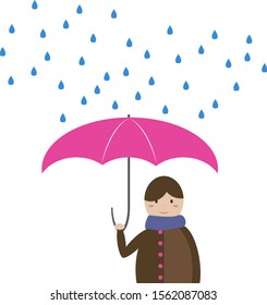 Umbrella on rain, illustration, vector on white background.
