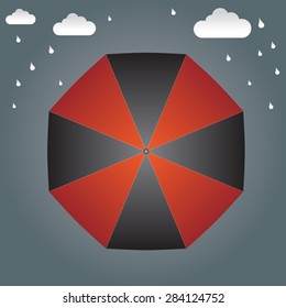 Umbrella on the top and rain background vector