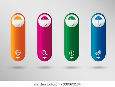 Umbrella on vertical infographic design template, can be used for workflow layout, web design