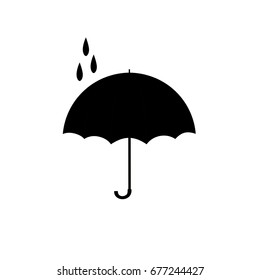 Umbrella on white background. Romantic icon health isolated. Fashion print for sports wear. Template for t, apparel, card, poster. Design flat element. Monochrome symbol of rain. Vector illustration