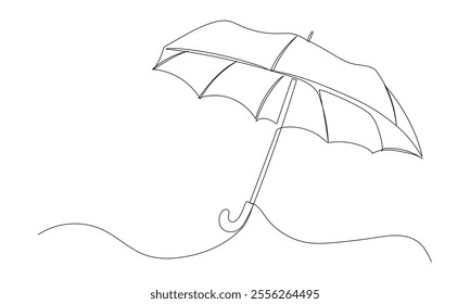 Umbrella one continuous line illustration. Hand drawn doodle sketch