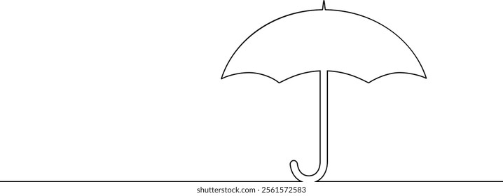 Umbrella one continuous line. Silhouette umbrella on white background.