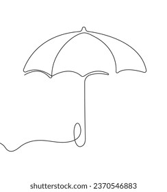 Umbrella in one continuous line in the style. Symbol of protection, insurance with tile sketch on a white background.