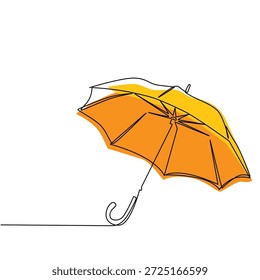 Dibujo de una línea de paraguas. Ilustración de una sola línea de paraguas. Paraguas minimalista arte de línea. Paraguas Arte vectorial