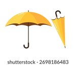 Umbrella open and closed, plastic umbrella