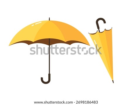 Umbrella open and closed, plastic umbrella