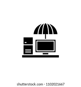 Umbrella organization black icon concept. Umbrella organization flat  vector symbol, sign, illustration.