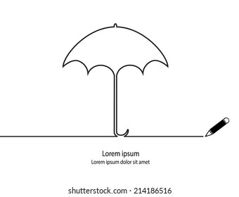 Umbrella outline contour vector.