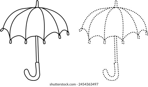 Esquema de paraguas e ilustración punteada 