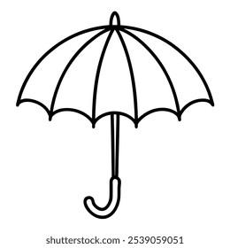 Umbrella Outline Icon – Black and White Weather Clipart