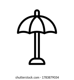 Umbrella outline icon isolated on white background, Umbrella line icon, Beach umbrella vector illustration for logo, ui, web, apps, banner, poster, brochure, infographic, etc.