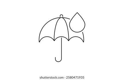 Umbrella outline icon isolated on transparent background flat vector illustration. EPS10	
