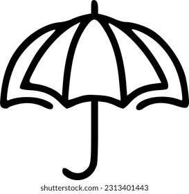 icono de contorno de paraguas. señal de modo lineal para concepto móvil y diseño web. icono del vector de línea simple de protección de lluvia. símbolo, ilustración del logotipo. ilustración vectorial perfecta de píxeles