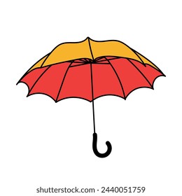 Umbrella outline icon. linear style sign for mobile concept and web design. Rain protection simple line vector illustration. Symbol, logo illustration. yellow and red graphics