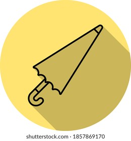 Umbrella outline icon in long shadow style