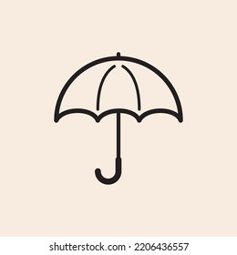 Umbrella outline icon with open panel.