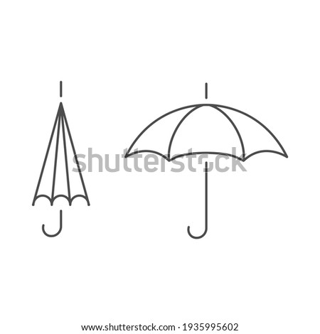 Umbrella outline linear empty open close icon sign vector illustration.