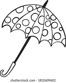 Umbrella outline sketch - isolated black-white element on white background. Vector illustration.