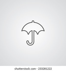 umbrella outline thin symbol, dark on white background, logo editable, creative template 