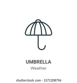 Umbrella outline vector icon. Thin line black umbrella icon, flat vector simple element illustration from editable weather concept isolated on white background
