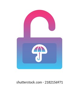 umbrella padlock logo gradient design template icon element