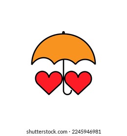 paraguas, icono de la línea parasol. Elementos de los iconos de la ilustración del día de San Valentín. Los signos, símbolos se pueden utilizar para web, logotipo, aplicación móvil, interfaz de usuario, UX en fondo blanco