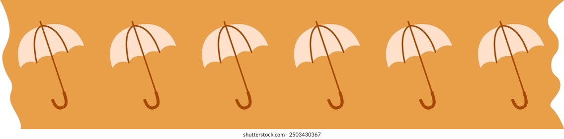 Umbrella Pattern Autumn Washi Tape Vector Illustration