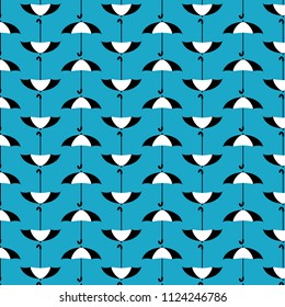 Umbrella Pattern Blue, Black and White