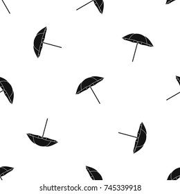 Umbrella pattern repeat seamless in black color for any design. Vector geometric illustration