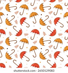 Umbrella. Pattern with umbrellas. Rain protection on a white background. Flat-style design.