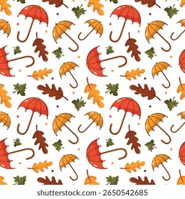 Umbrella. Pattern with umbrellas. Rain protection on a white background. Flat-style design.