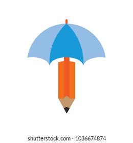 Umbrella Pencil Logo Icon Design